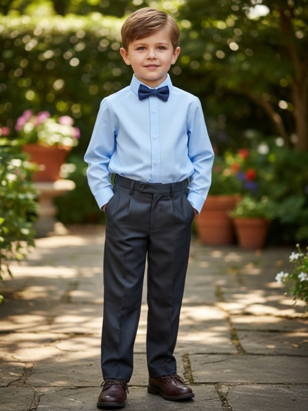 Boys Formal Pleated Charcoal Black Smart Wedding Dress Trousers Size 8/9